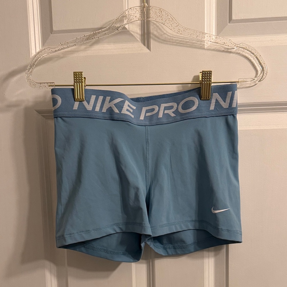 Nike Pro Women's Athletic 3”Shorts in Light Blue